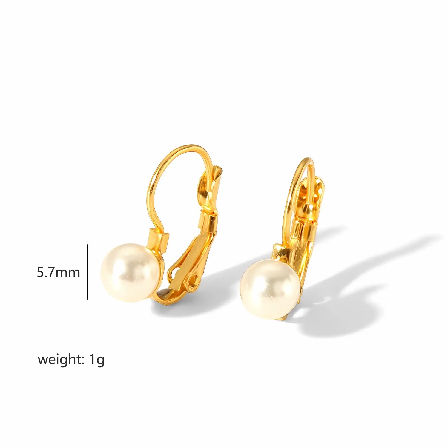 1 paire de boucles d'oreilles géométriques simples de style classique en acier inoxydable plaqué or 18 carats avec perles d'imitation incrustées pour femmes h5 Image2